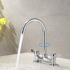 Round 2-Handle Basin Mixer 2-Hole Center-Set Basin Mixer with Curved Spout