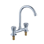 Round 2-Handle Basin Mixer 2-Hole Center-Set Basin Mixer with Curved Spout
