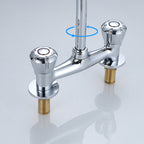 Round 2-Handle Basin Mixer 2-Hole Center-Set Basin Mixer with Curved Spout