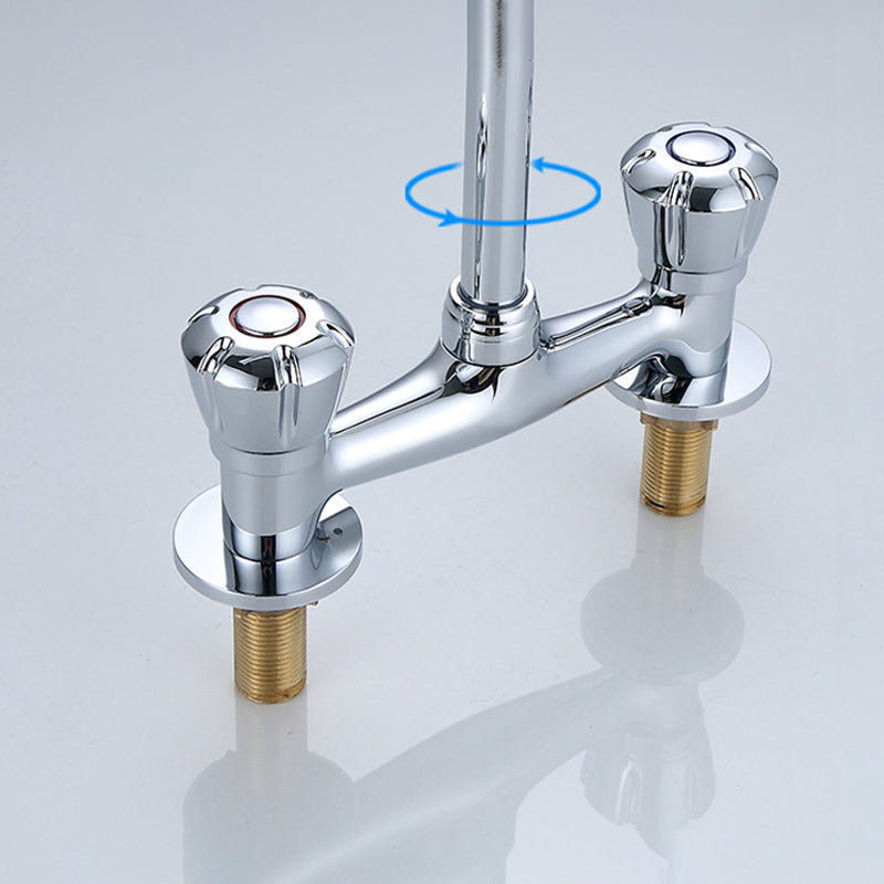 Round 2-Handle Basin Mixer 2-Hole Center-Set Basin Mixer with Curved Spout