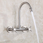 Round 2-Handle Bathroom Faucet Single Hole Wall Mounted Bathroom Faucet
