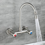 Round 2-Handle Bathroom Faucet Single Hole Wall Mounted Bathroom Faucet