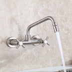 Round 2-Handle Bathroom Faucet Single Hole Wall Mounted Bathroom Faucet