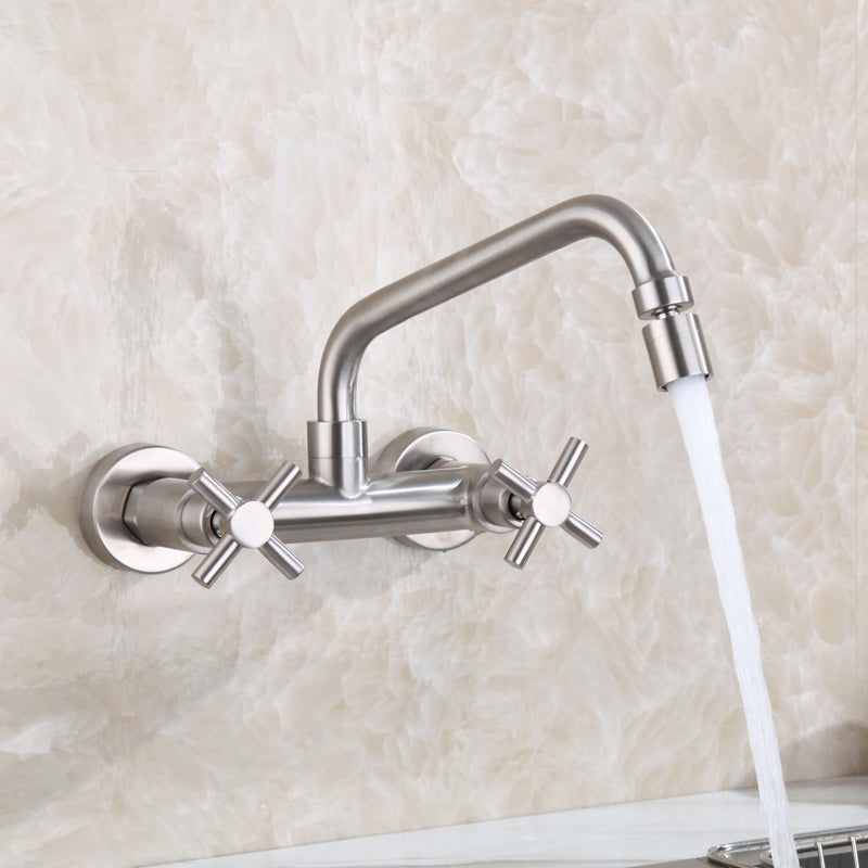 Round 2-Handle Bathroom Faucet Single Hole Wall Mounted Bathroom Faucet