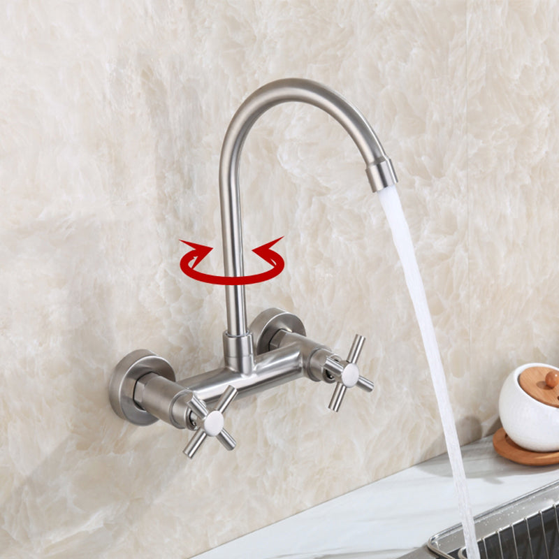 Round 2-Handle Bathroom Faucet Single Hole Wall Mounted Bathroom Faucet