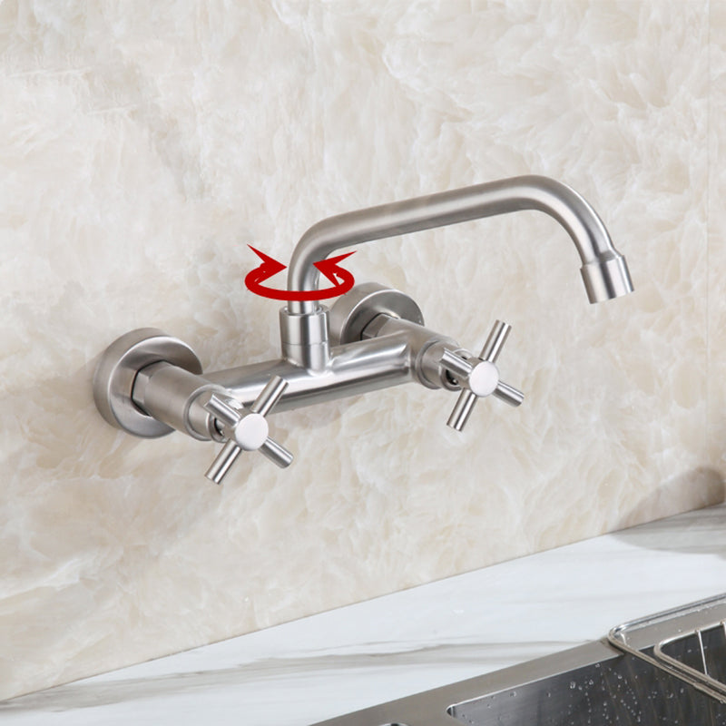 Round 2-Handle Bathroom Faucet Single Hole Wall Mounted Bathroom Faucet