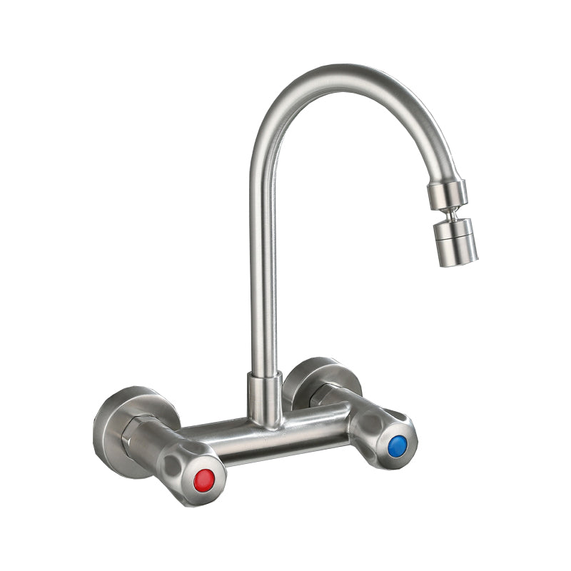 Round 2-Handle Bathroom Faucet Single Hole Wall Mounted Bathroom Faucet
