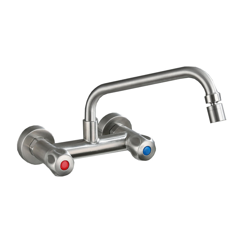 Round 2-Handle Bathroom Faucet Single Hole Wall Mounted Bathroom Faucet