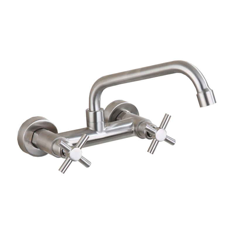 Round 2-Handle Bathroom Faucet Single Hole Wall Mounted Bathroom Faucet