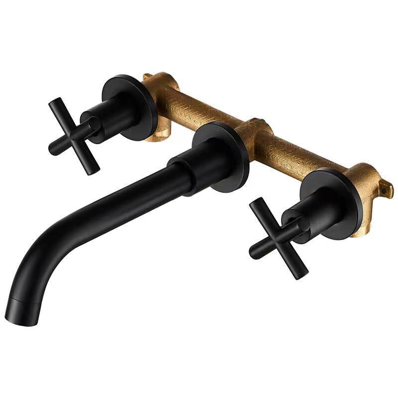 Modern 1- or 2-Handle Bathroom Sink Faucet Round Wall-Mounted Bathroom Faucet.