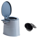 Contemporary plastic floor-mounted toilet bowl with toilet seat for the bathroom