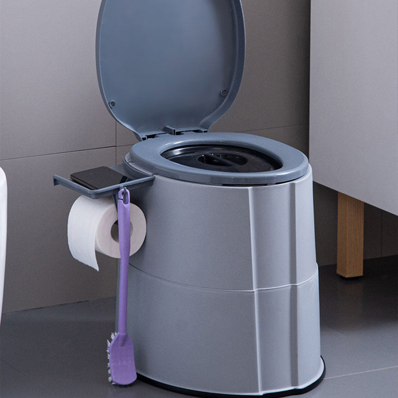 Contemporary plastic floor-mounted toilet bowl with toilet seat for the bathroom