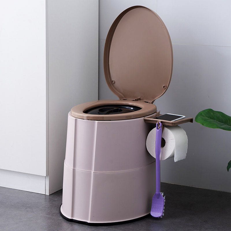 Contemporary plastic floor-mounted toilet bowl with toilet seat for the bathroom
