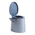 Contemporary plastic floor-mounted toilet bowl with toilet seat for the bathroom