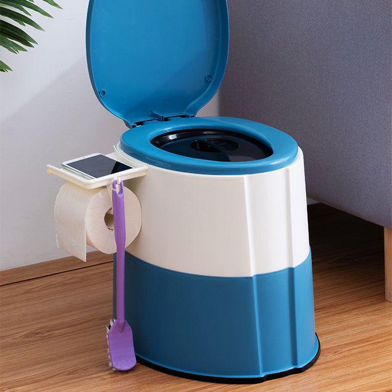 Contemporary plastic floor-mounted toilet bowl with toilet seat for the bathroom