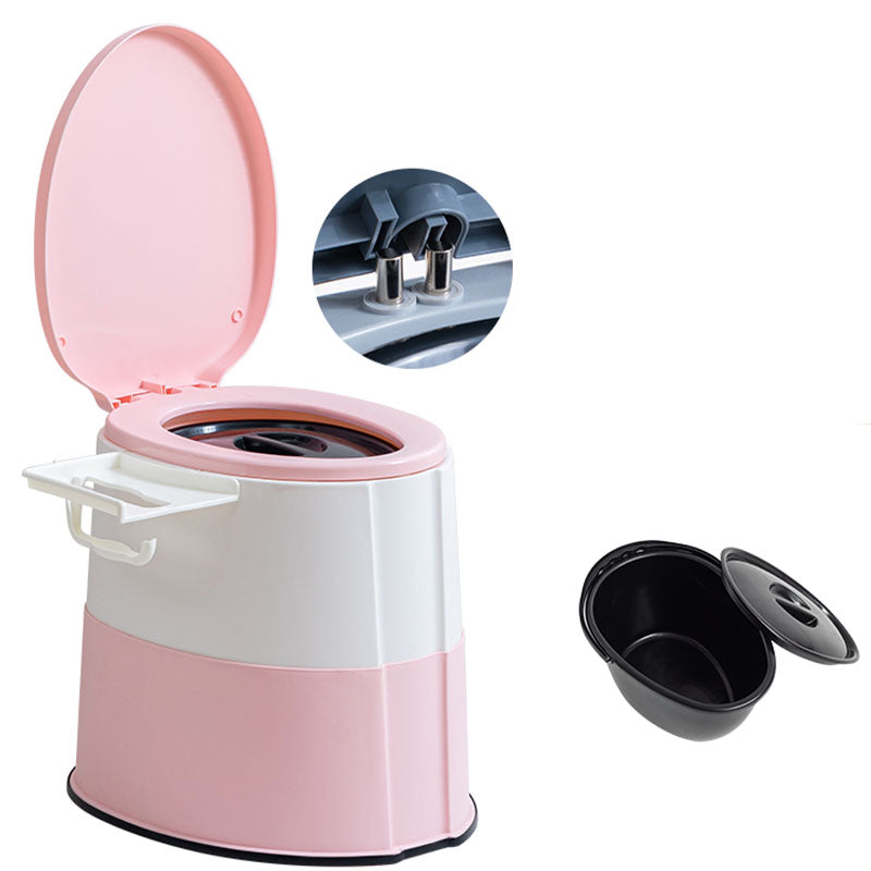 Contemporary plastic floor-mounted toilet bowl with toilet seat for the bathroom