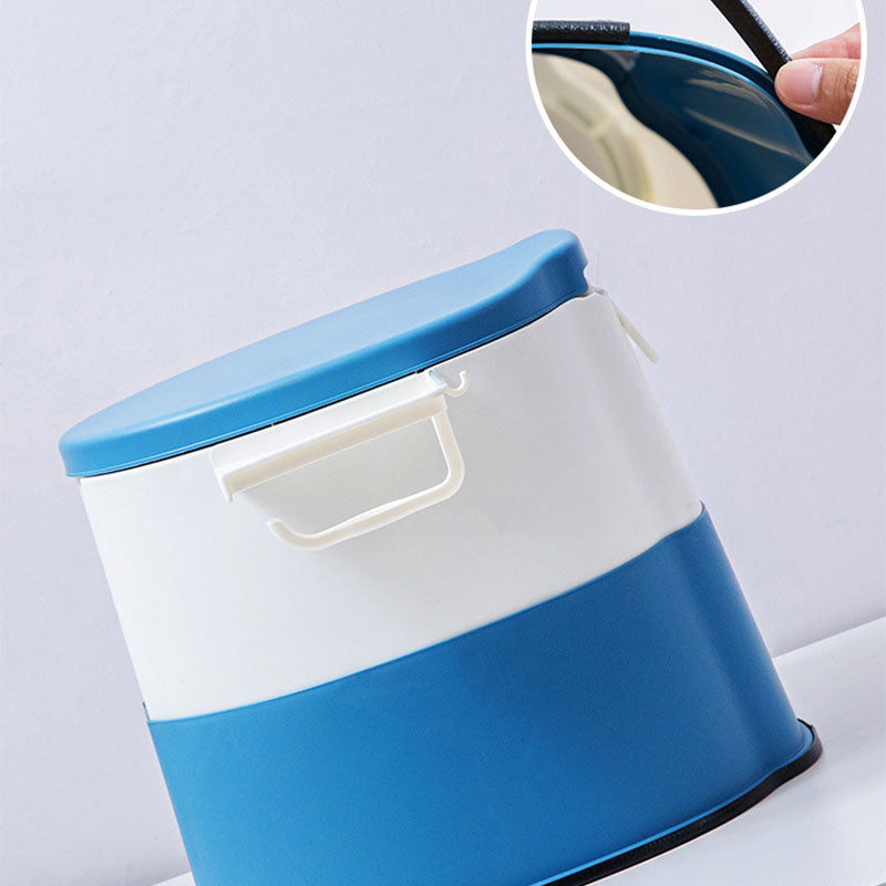 Contemporary plastic floor-mounted toilet bowl with toilet seat for the bathroom