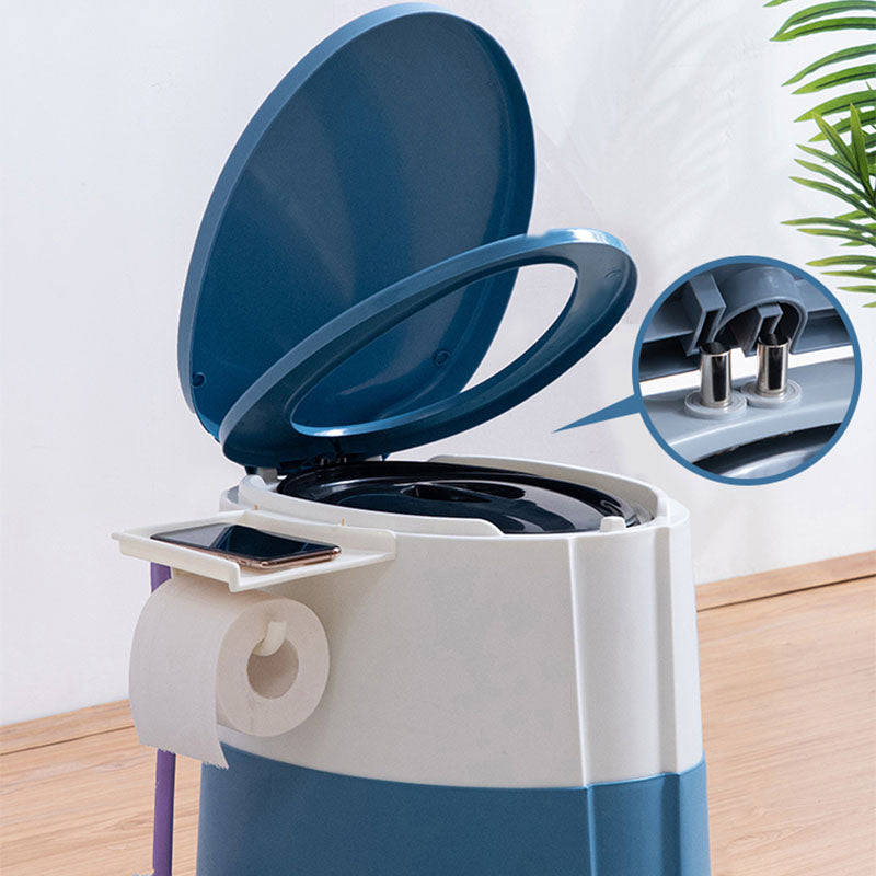 Contemporary plastic floor-mounted toilet bowl with toilet seat for the bathroom