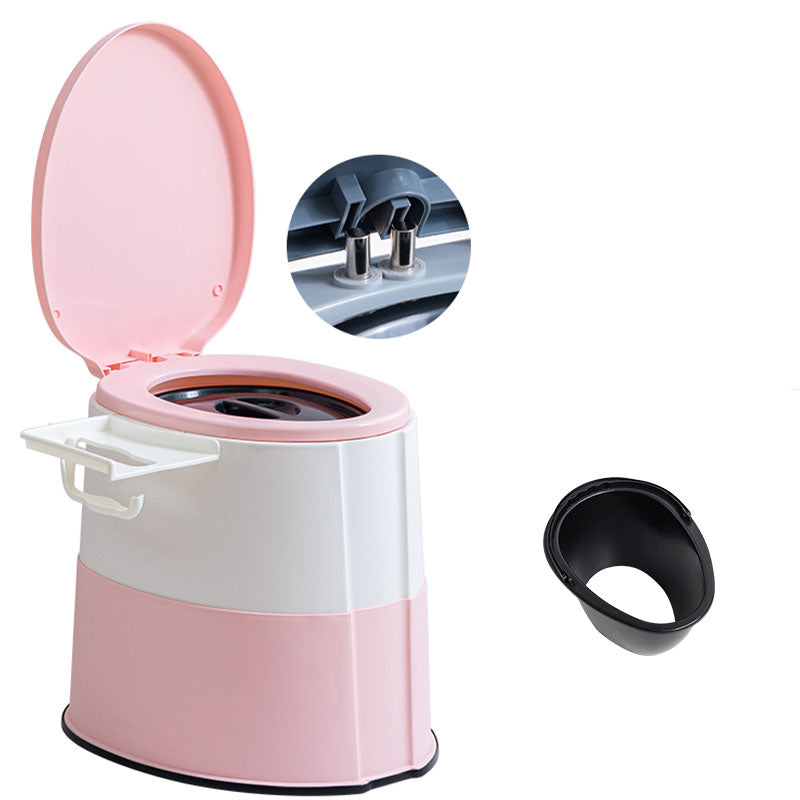 Contemporary plastic floor-mounted toilet bowl with toilet seat for the bathroom