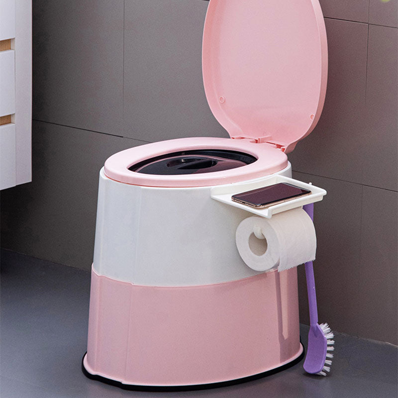 Contemporary plastic floor-mounted toilet bowl with toilet seat for the bathroom