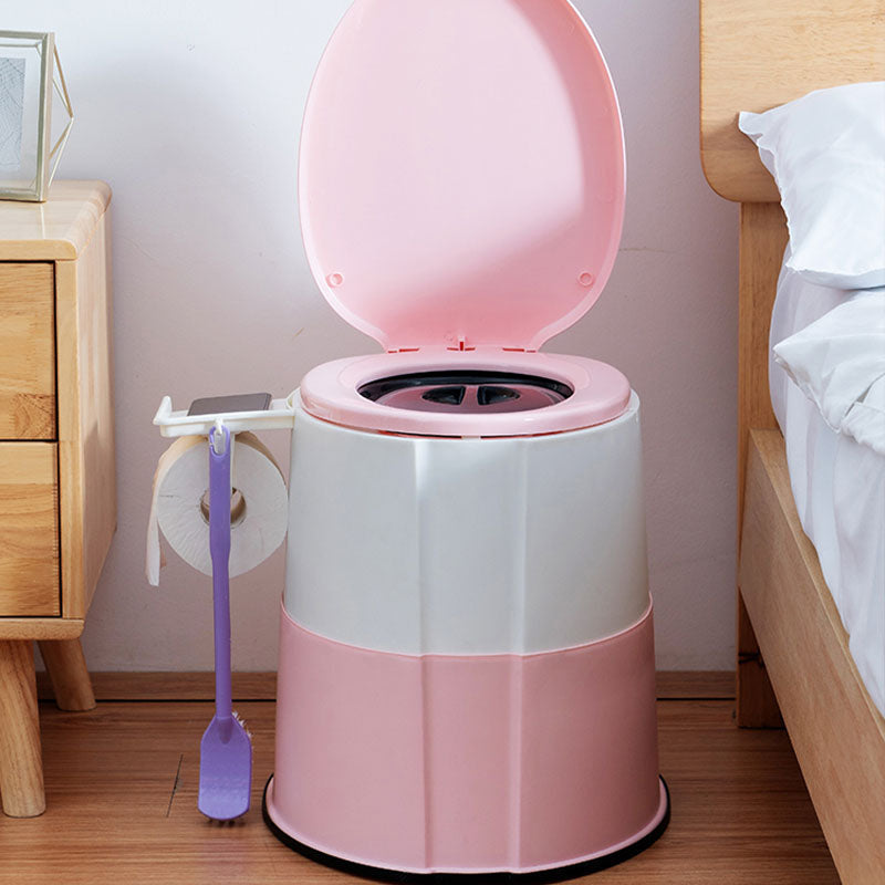 Contemporary plastic floor-mounted toilet bowl with toilet seat for the bathroom