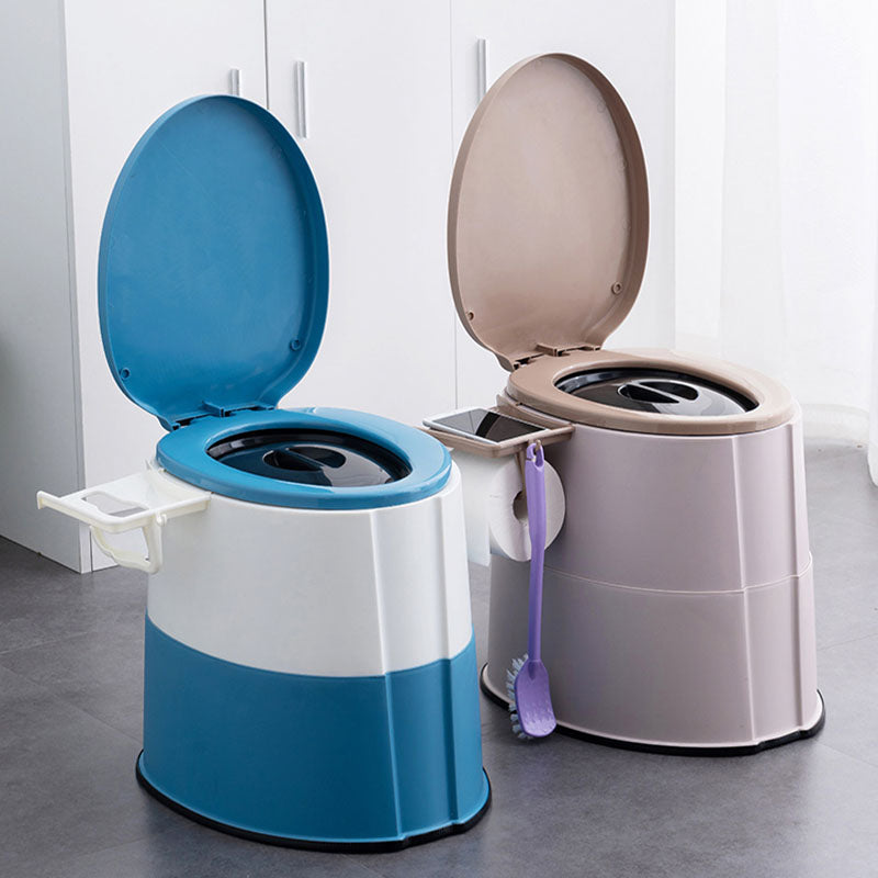 Contemporary plastic floor-mounted toilet bowl with toilet seat for the bathroom