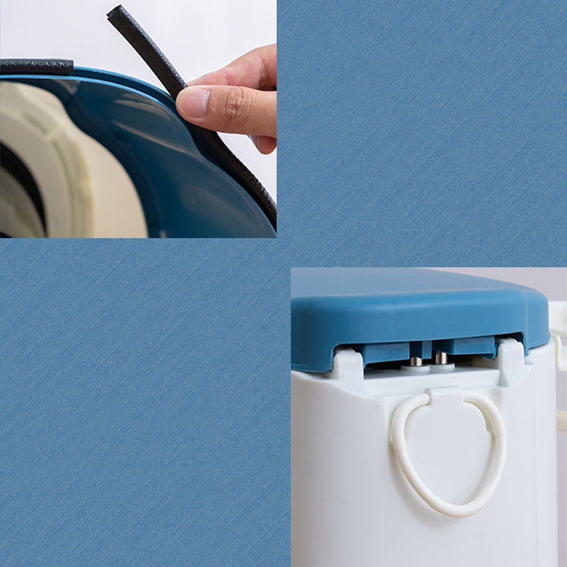 Contemporary plastic floor-mounted toilet bowl with toilet seat for the bathroom