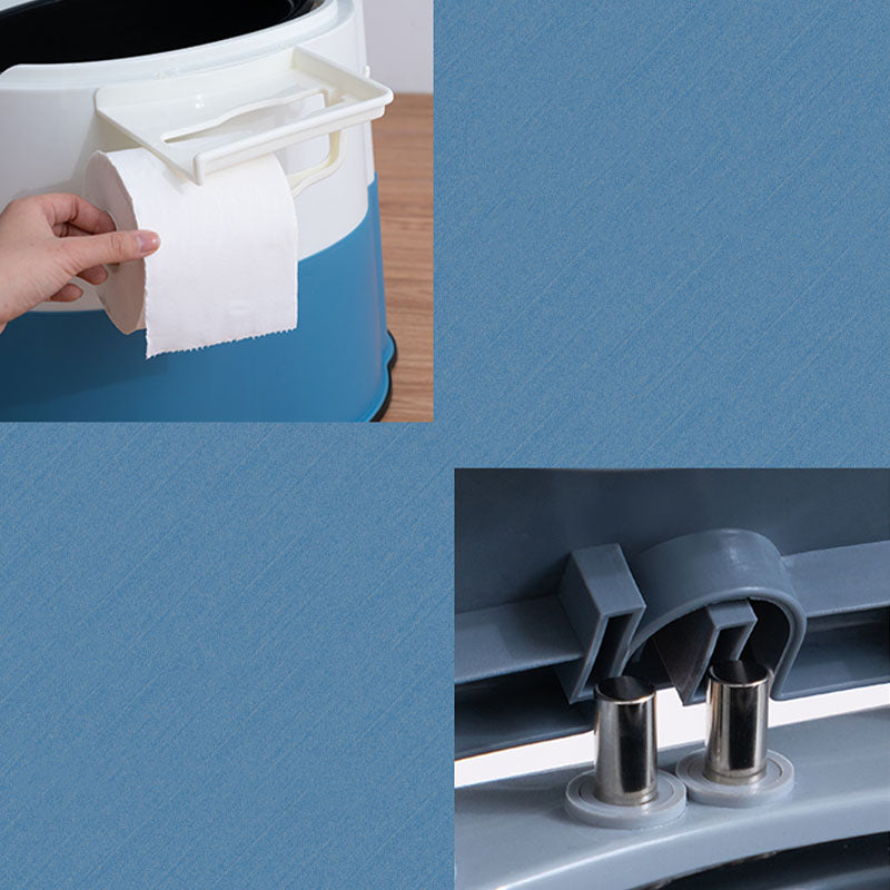 Contemporary plastic floor-mounted toilet bowl with toilet seat for the bathroom