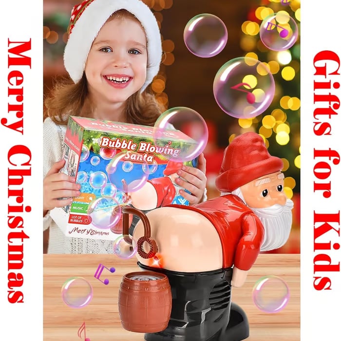 Christmas Bubble Machine | Santa Design | With Light & Music | Funny Christmas Decoration