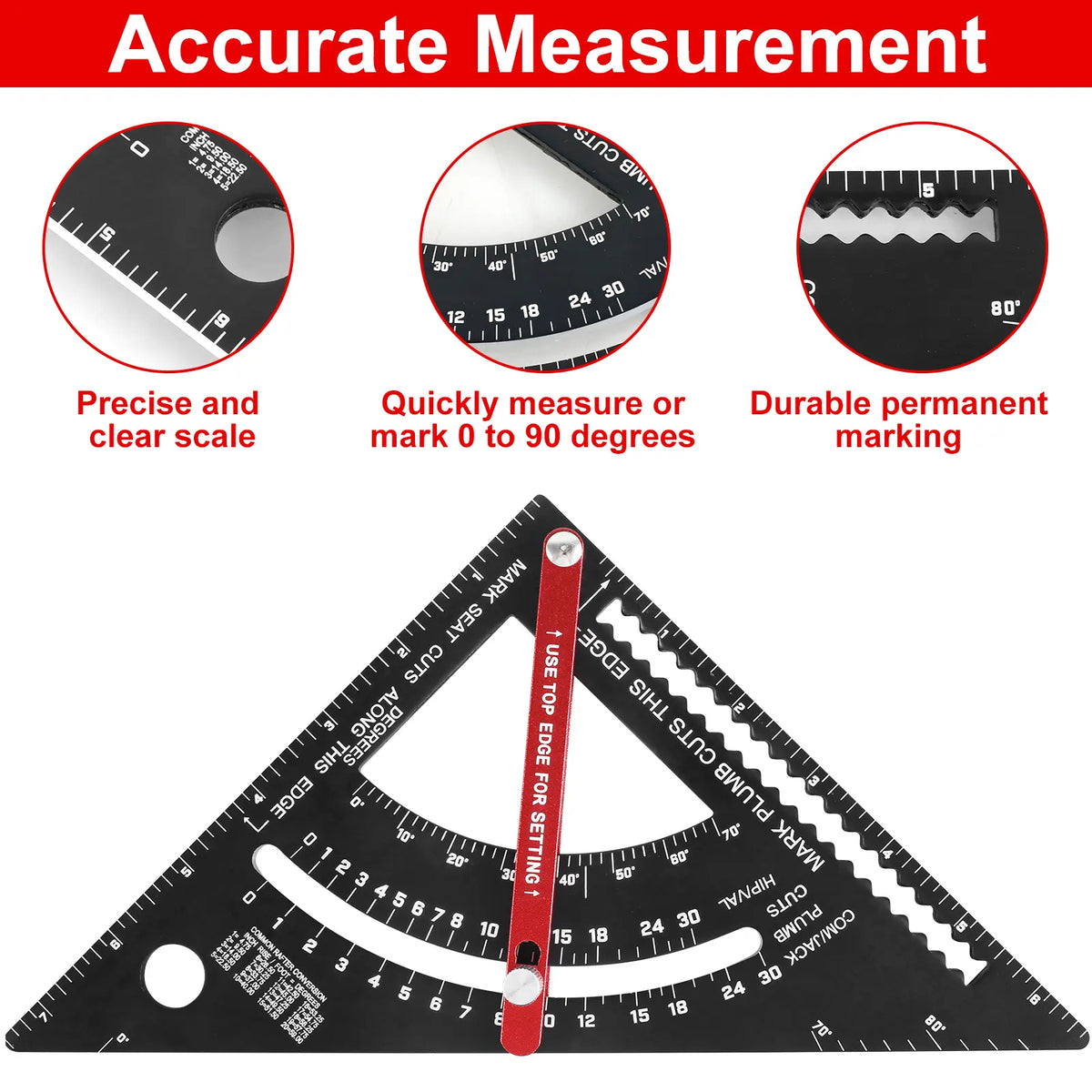Pro-Adjustable 7" Speed Rafter Square - Multi-Functional Woodworking Layout Tool with Precision Positioner