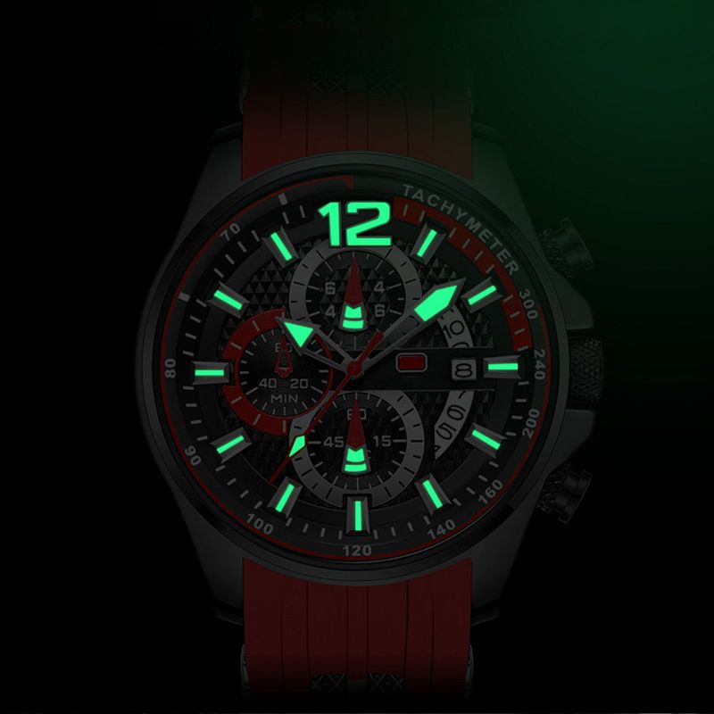 Waterproof motorsport watch for men with luminous