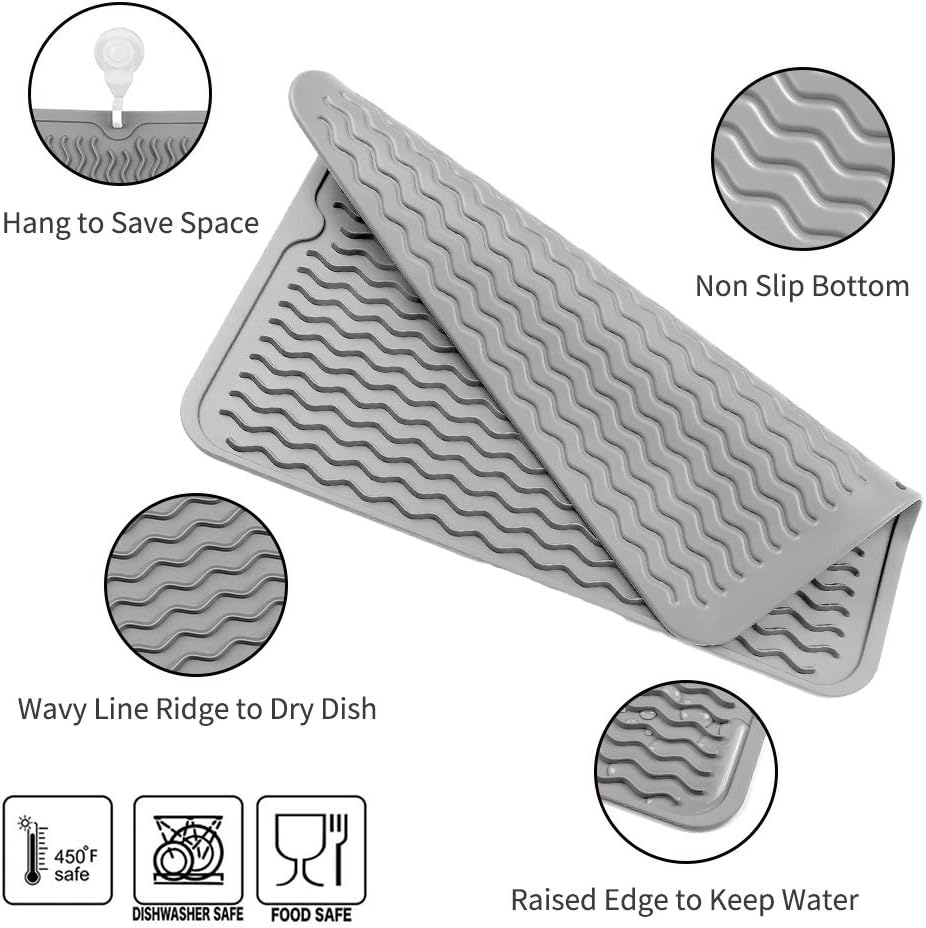 KÜCHENWELLA Silicone Kitchen Mat | Heat Resistant & Non-Slip | Dish Mat, Refrigerator & Drawer Liner | BPA-Free & Easy to Clean