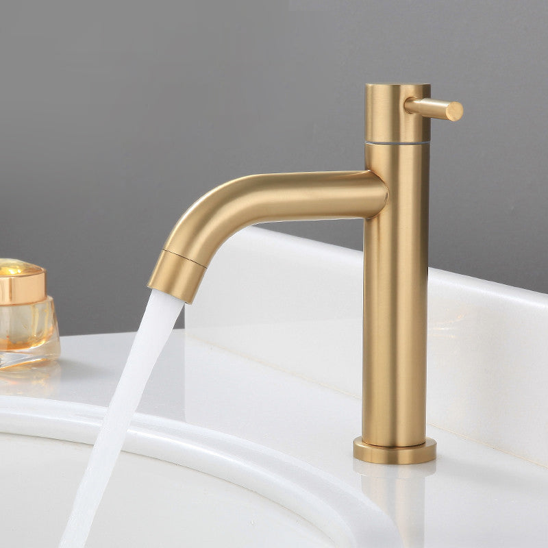 Round Single Handle Bathroom Faucet Single Hole Sink Faucet in Brushed Gold