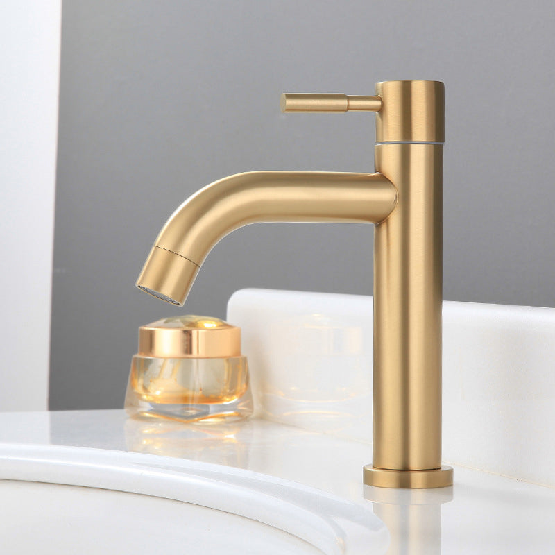 Round Single Handle Bathroom Faucet Single Hole Sink Faucet in Brushed Gold