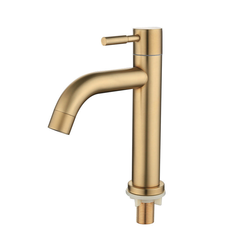 Round Single Handle Bathroom Faucet Single Hole Sink Faucet in Brushed Gold