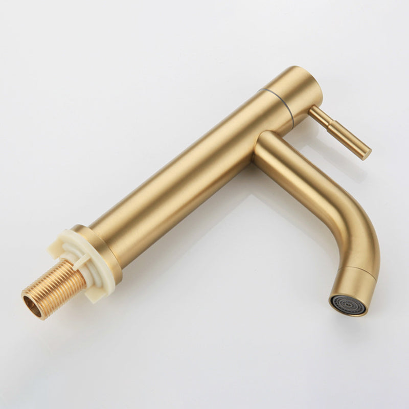 Round Single Handle Bathroom Faucet Single Hole Sink Faucet in Brushed Gold