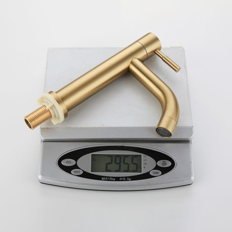 Round Single Handle Bathroom Faucet Single Hole Sink Faucet in Brushed Gold