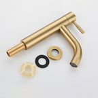 Round Single Handle Bathroom Faucet Single Hole Sink Faucet in Brushed Gold