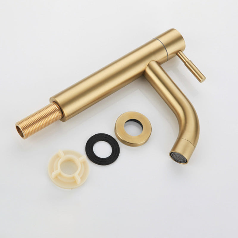 Round Single Handle Bathroom Faucet Single Hole Sink Faucet in Brushed Gold