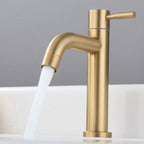Round Single Handle Bathroom Faucet Single Hole Sink Faucet in Brushed Gold
