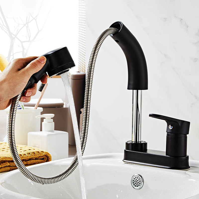 Low arc basin mixer with 1 handle for basins with overflow