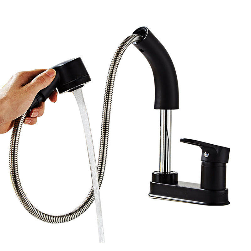Low arc basin mixer with 1 handle for basins with overflow