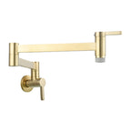 1-handle brushed nickel widespread faucet 1 hole wall-mounted bathroom faucet with brass