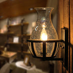 One Pear Wall Lamp Lighting Bottle Shade Sawed Glass Industrial Living Room Lighting Fixture in Black