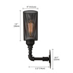 Metallic Cylinder Wall Lighting with Mesh Pattern Vintage Stylish 1 Light Restaurant Wall Mount Light in Black