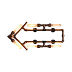 6 Bulb Arrow-Shaped Wall Lamp with Tube Retro Industrial Bronze Wrought Iron Wall Lamp for Bathroom
