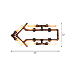 6 Bulb Arrow-Shaped Wall Lamp with Tube Retro Industrial Bronze Wrought Iron Wall Lamp for Bathroom