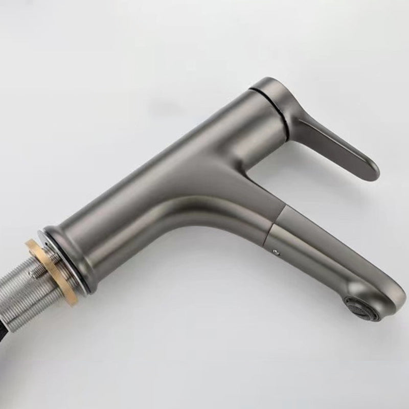 Modern Style Sink Faucet Single Handle Low Arc Pull Out Copper Sink Faucet
