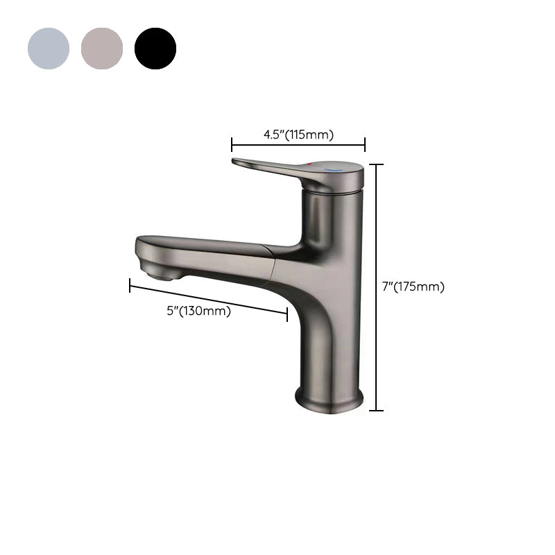 Modern Style Sink Faucet Single Handle Low Arc Pull Out Copper Sink Faucet