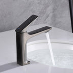 Modern Bathroom Faucet Brass Deep Curve Lever Handle with Faucet Hose